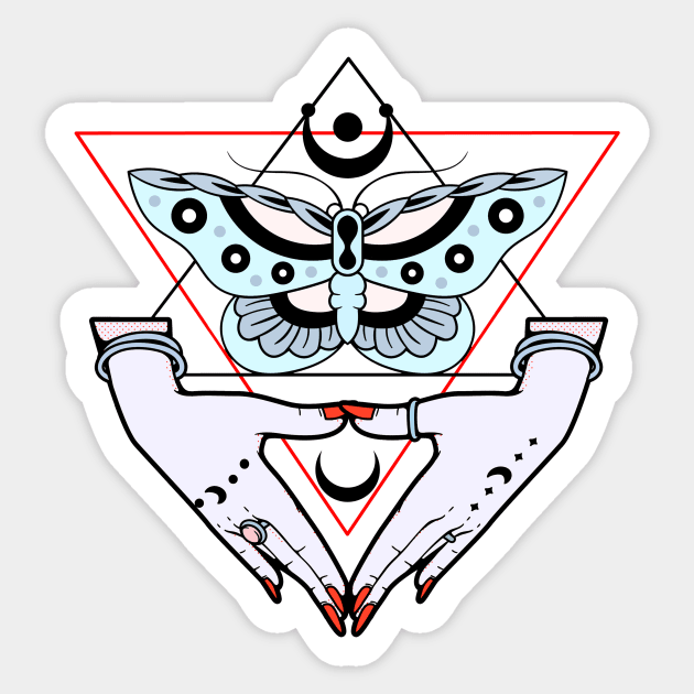 Moon Butterfly In Witch Hands Sticker by KohorArt